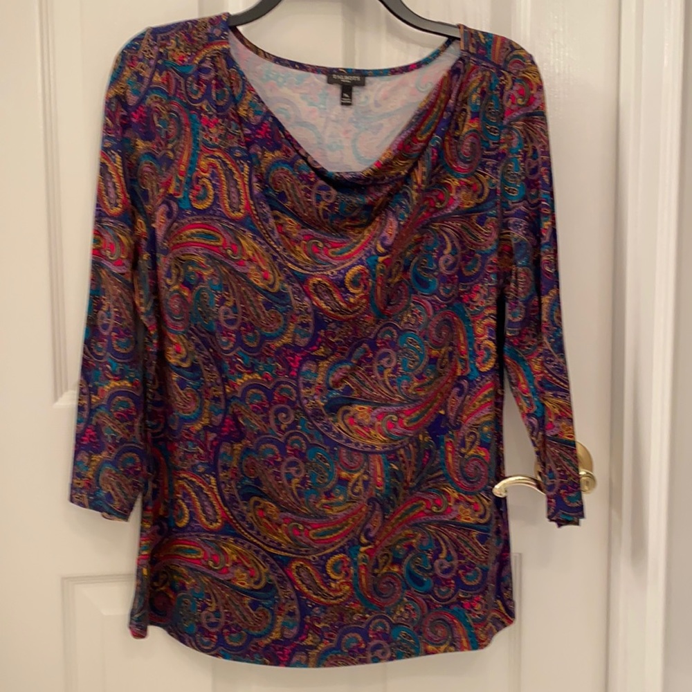Talbots 3/4 Lenghth Sleeve Paisley Top MP